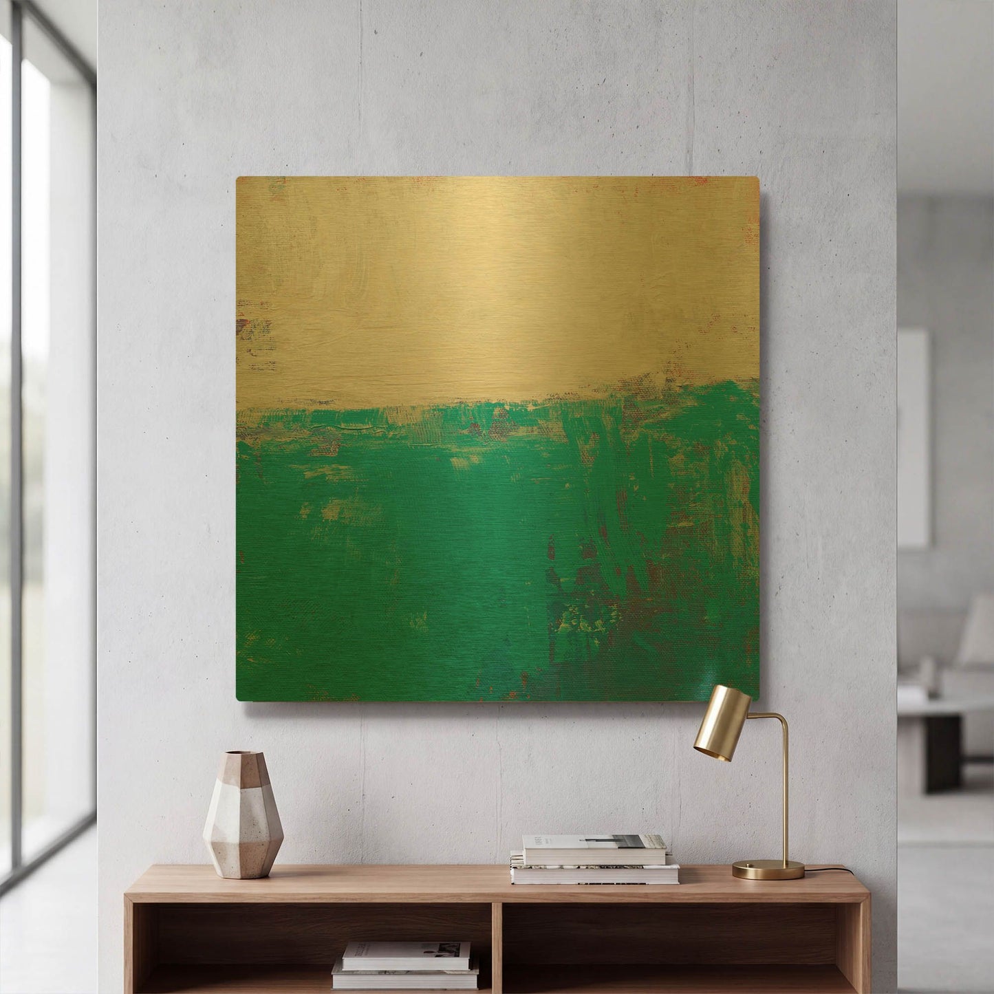 'Aqua White' By Don Bishop Gold Metal Wall Art