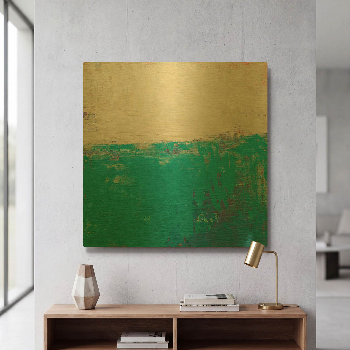 'Aqua White' By Don Bishop Gold Metal Wall Art