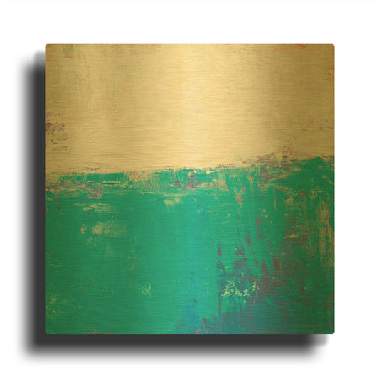 'Aqua White' By Don Bishop Gold Metal Wall Art