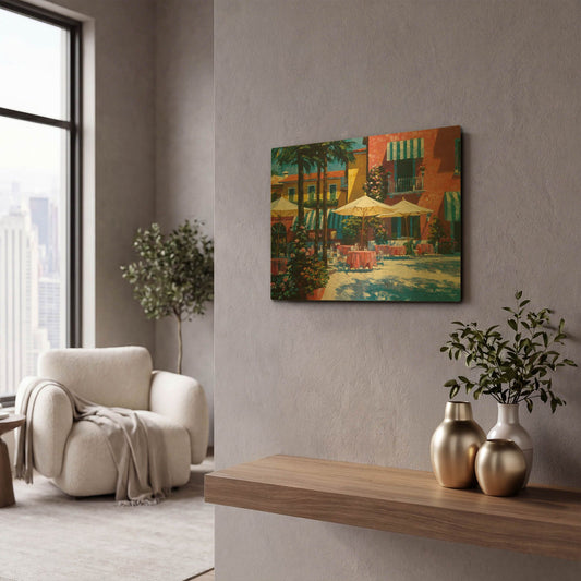 'Inn at Lake Garda' By Howard Behrens Gold Metal Wall Art