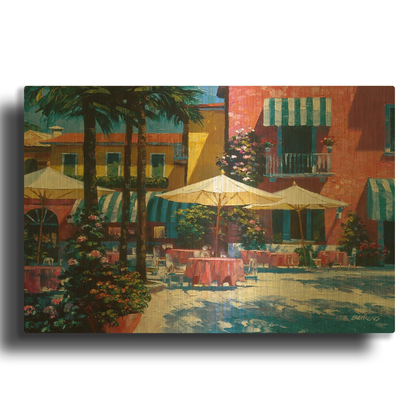 'Inn at Lake Garda' By Howard Behrens Gold Metal Wall Art