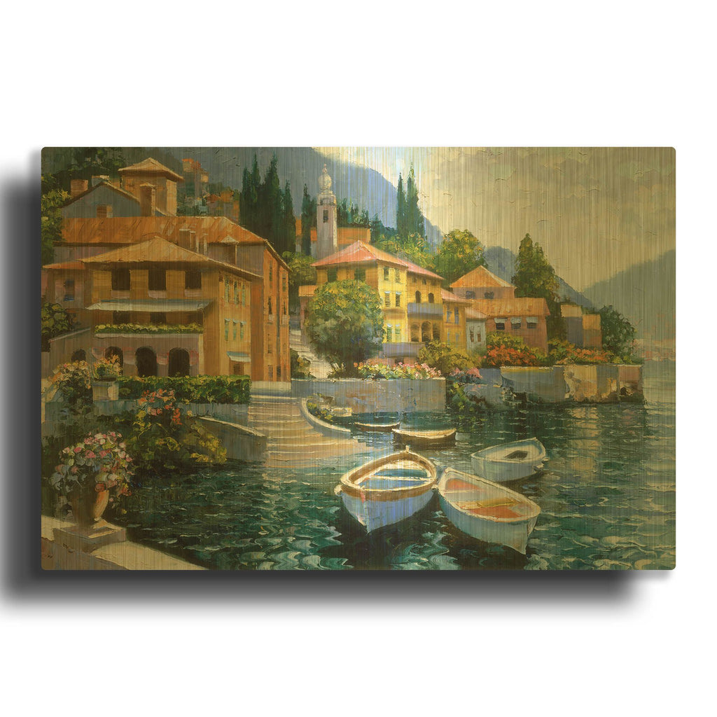'Lake Como Landing' By Howard Behrens Gold Metal Wall Art