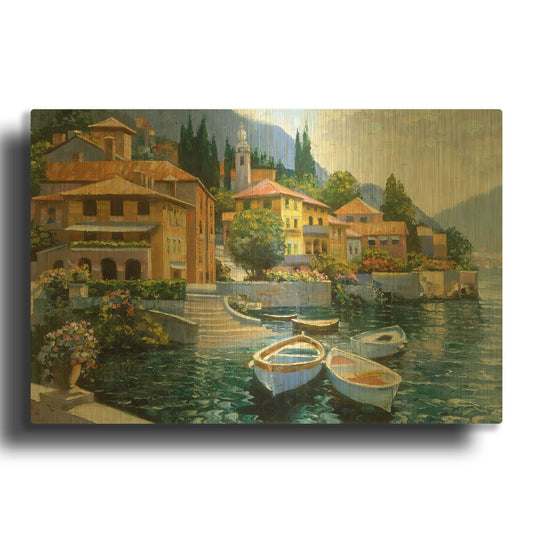 'Lake Como Landing' By Howard Behrens Gold Metal Wall Art