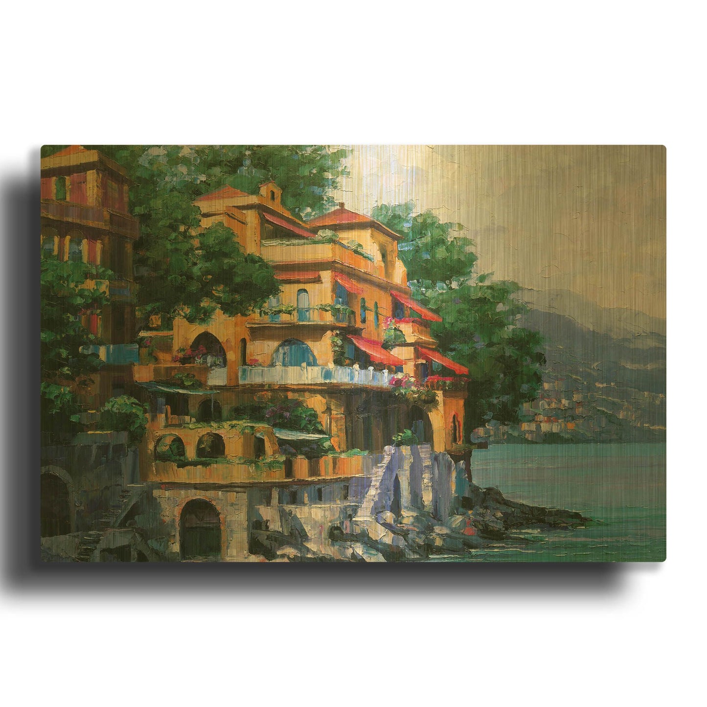 'Portofino Villa' By Howard Behrens Gold Metal Wall Art