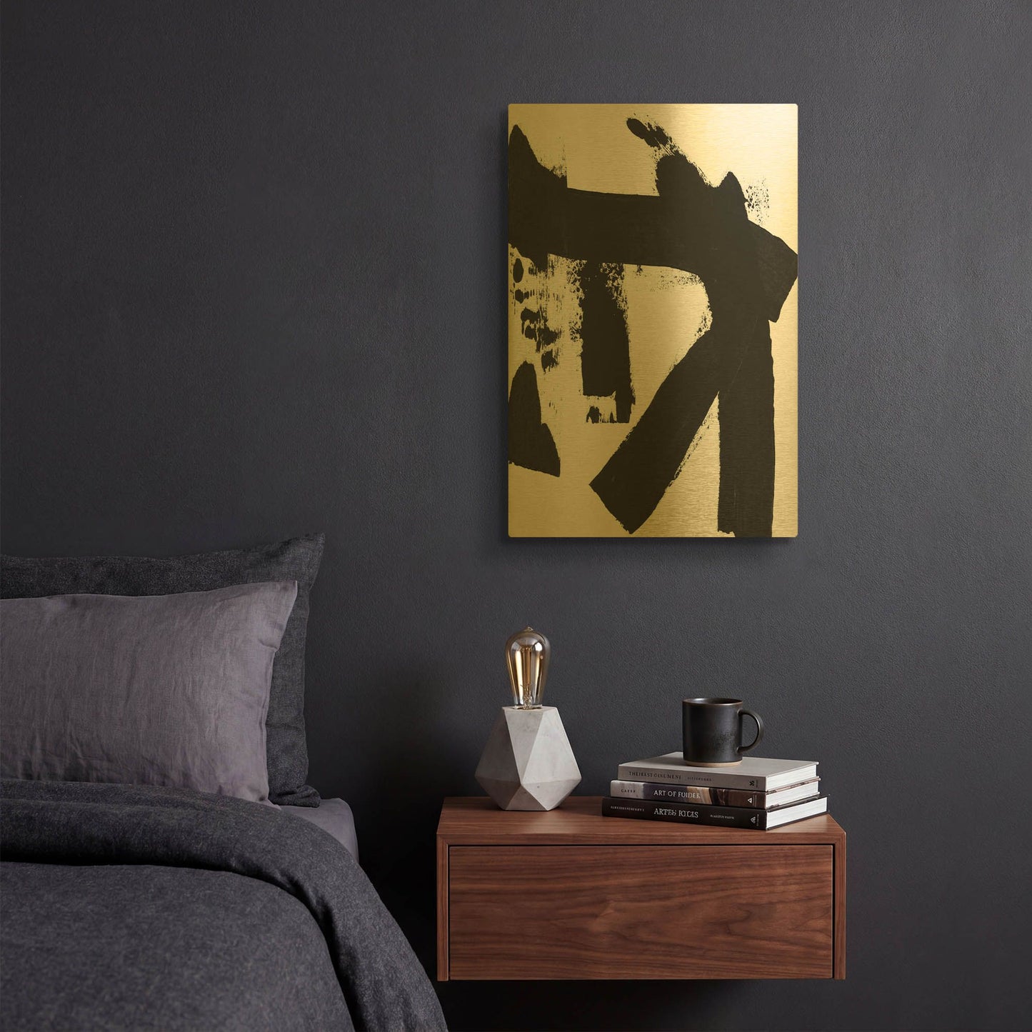 'Brushstrokes IV' By Linda Woods Gold Metal Wall Art