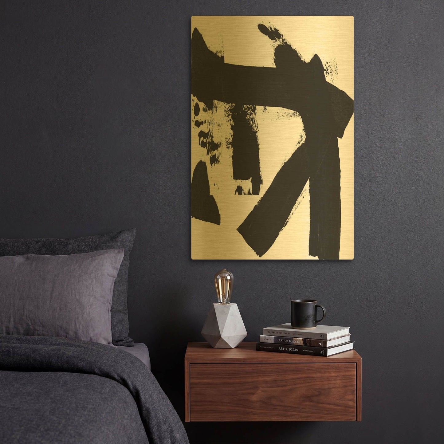 'Brushstrokes IV' By Linda Woods Gold Metal Wall Art