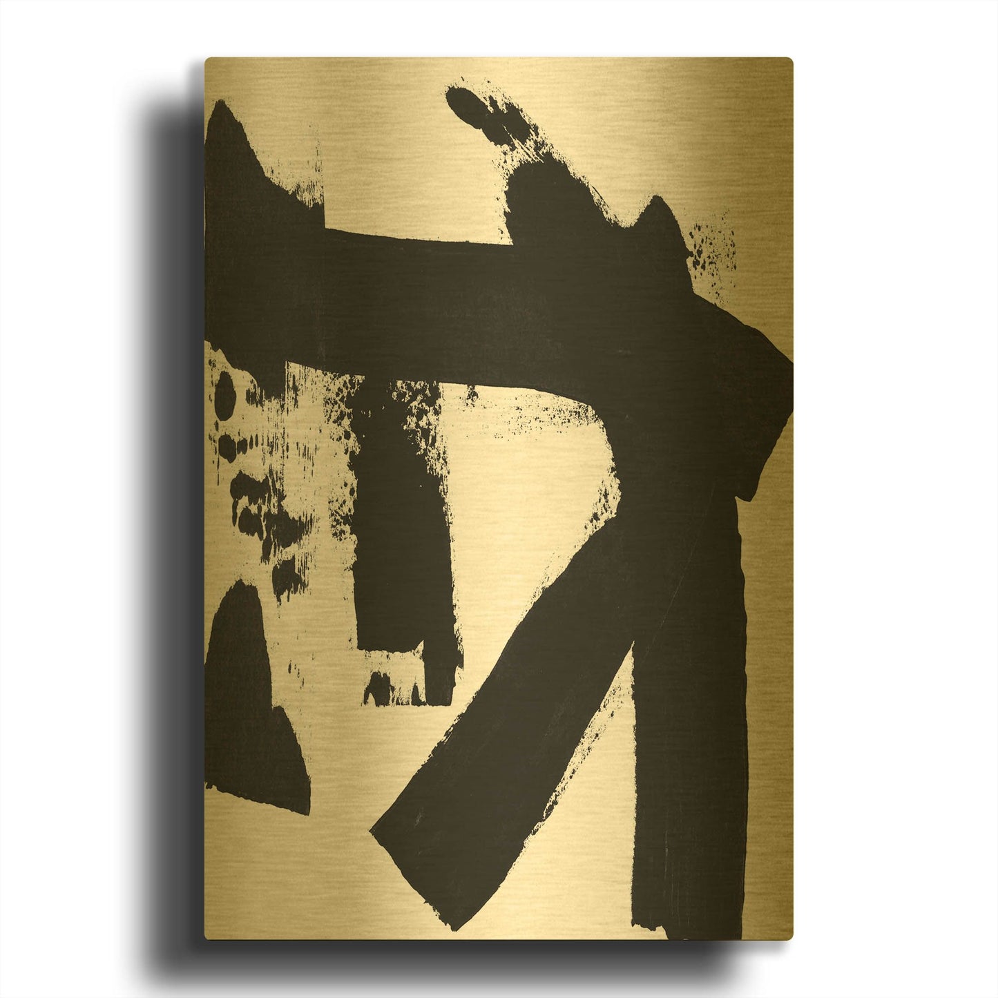 'Brushstrokes IV' By Linda Woods Gold Metal Wall Art