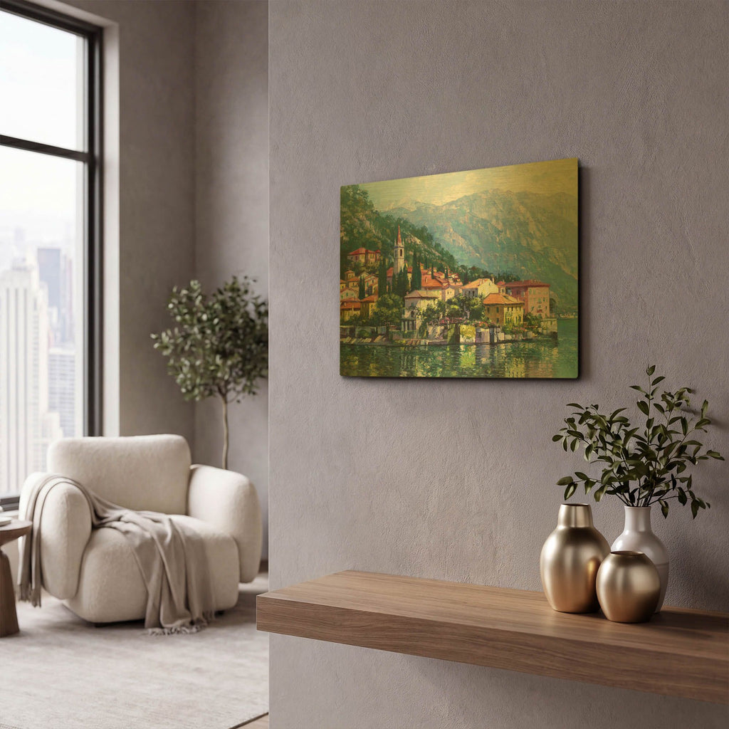 'Reflections of Lake Como' By Howard Behrens Gold Metal Wall Art