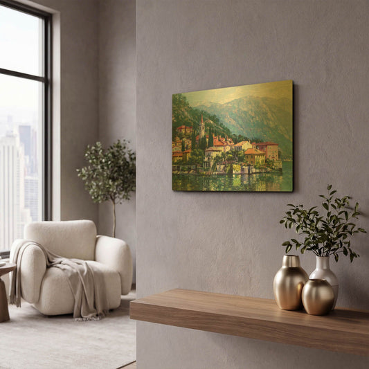 'Reflections of Lake Como' By Howard Behrens Gold Metal Wall Art