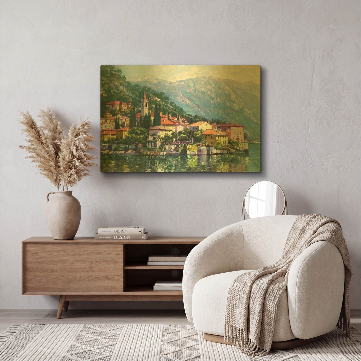 'Reflections of Lake Como' By Howard Behrens Gold Metal Wall Art