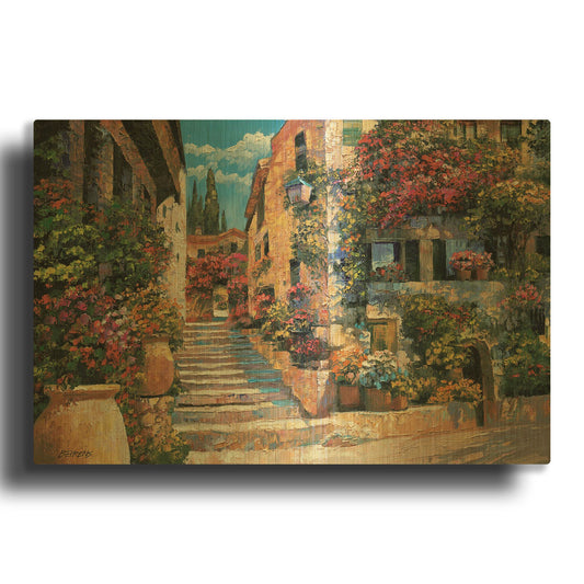 'Riviera Stairs' By Howard Behrens Gold Metal Wall Art