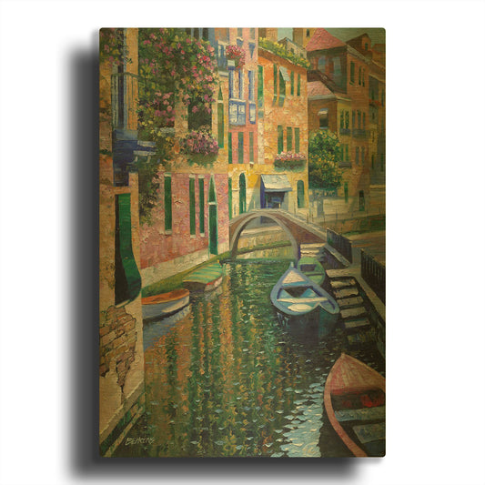 'Romantic Canal' By Howard Behrens Gold Metal Wall Art