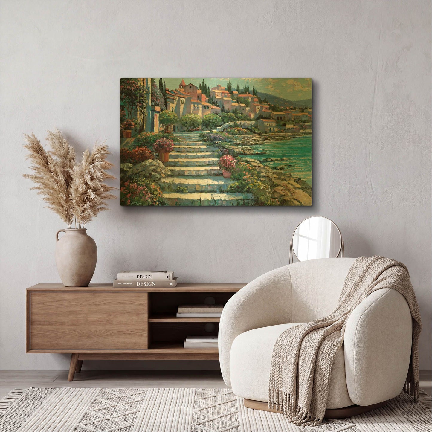 'Steps of St. Tropez' By Howard Behrens Gold Metal Wall Art