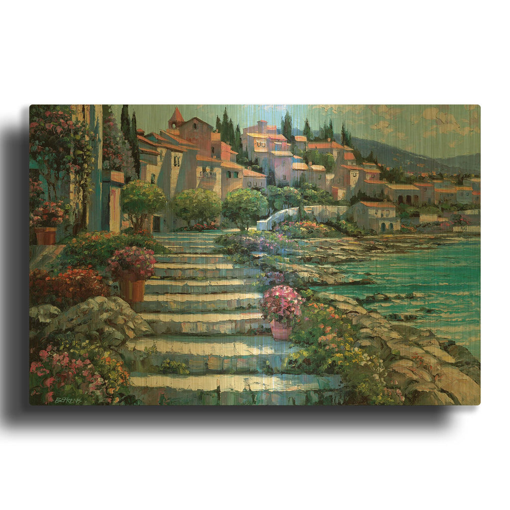 'Steps of St. Tropez' By Howard Behrens Gold Metal Wall Art