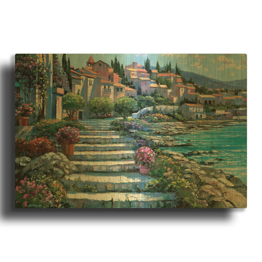 'Steps of St. Tropez' By Howard Behrens Gold Metal Wall Art