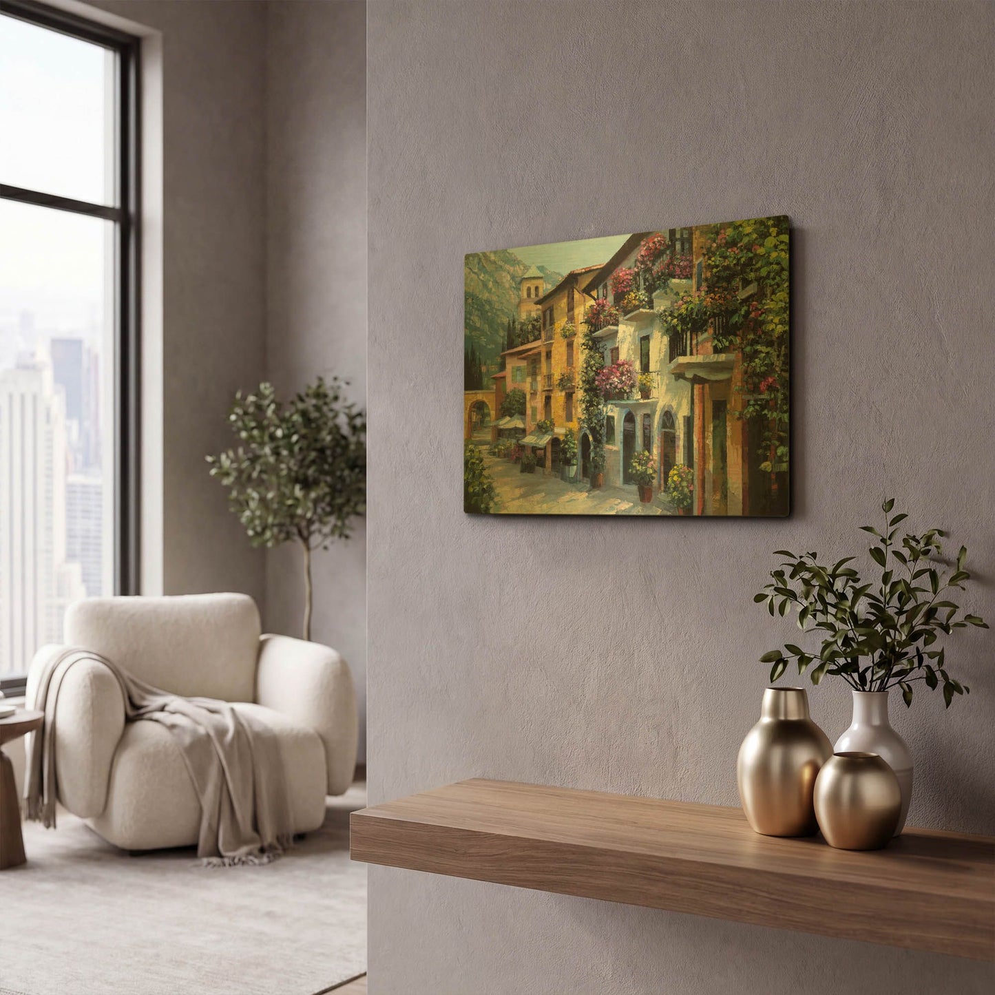 'Village Hideaway' By Howard Behrens Gold Metal Wall Art