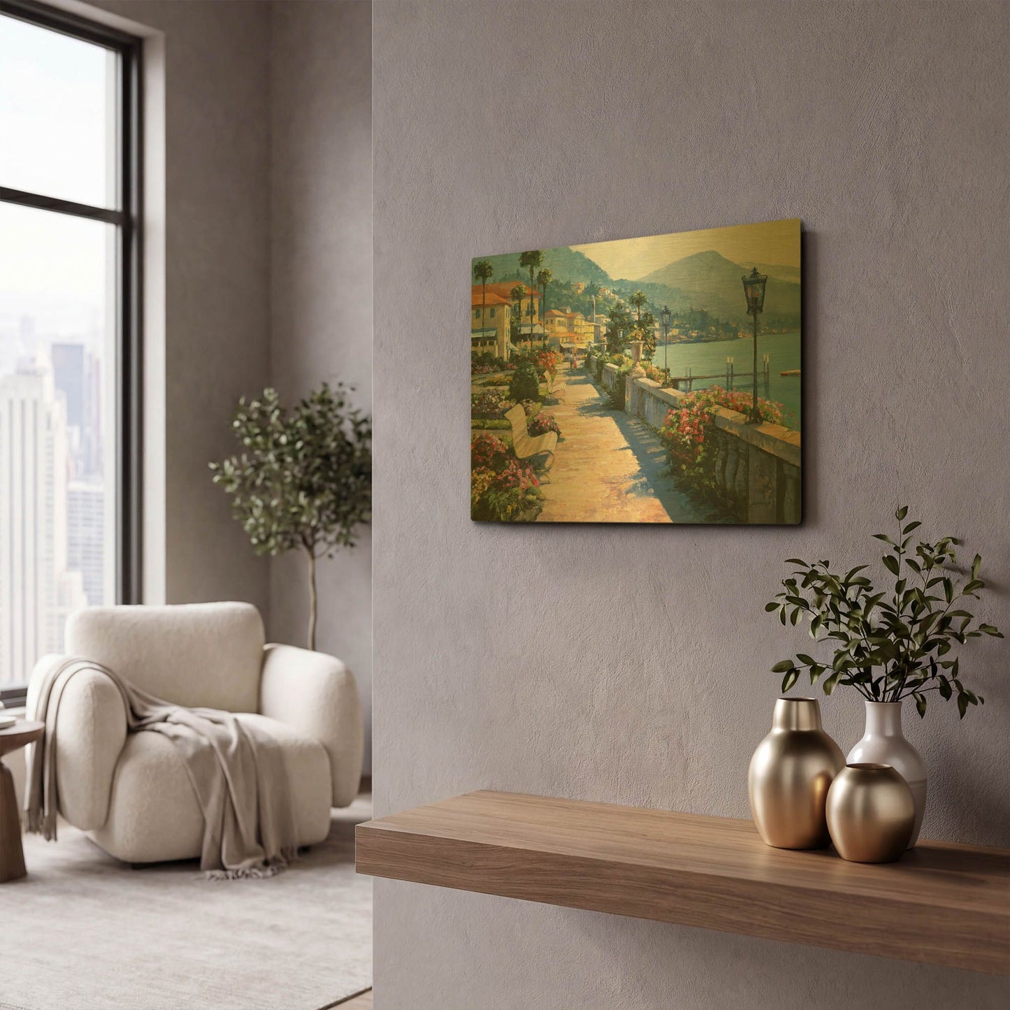 'Bellagio Promenade' By Howard Behrens Gold Metal Wall Art