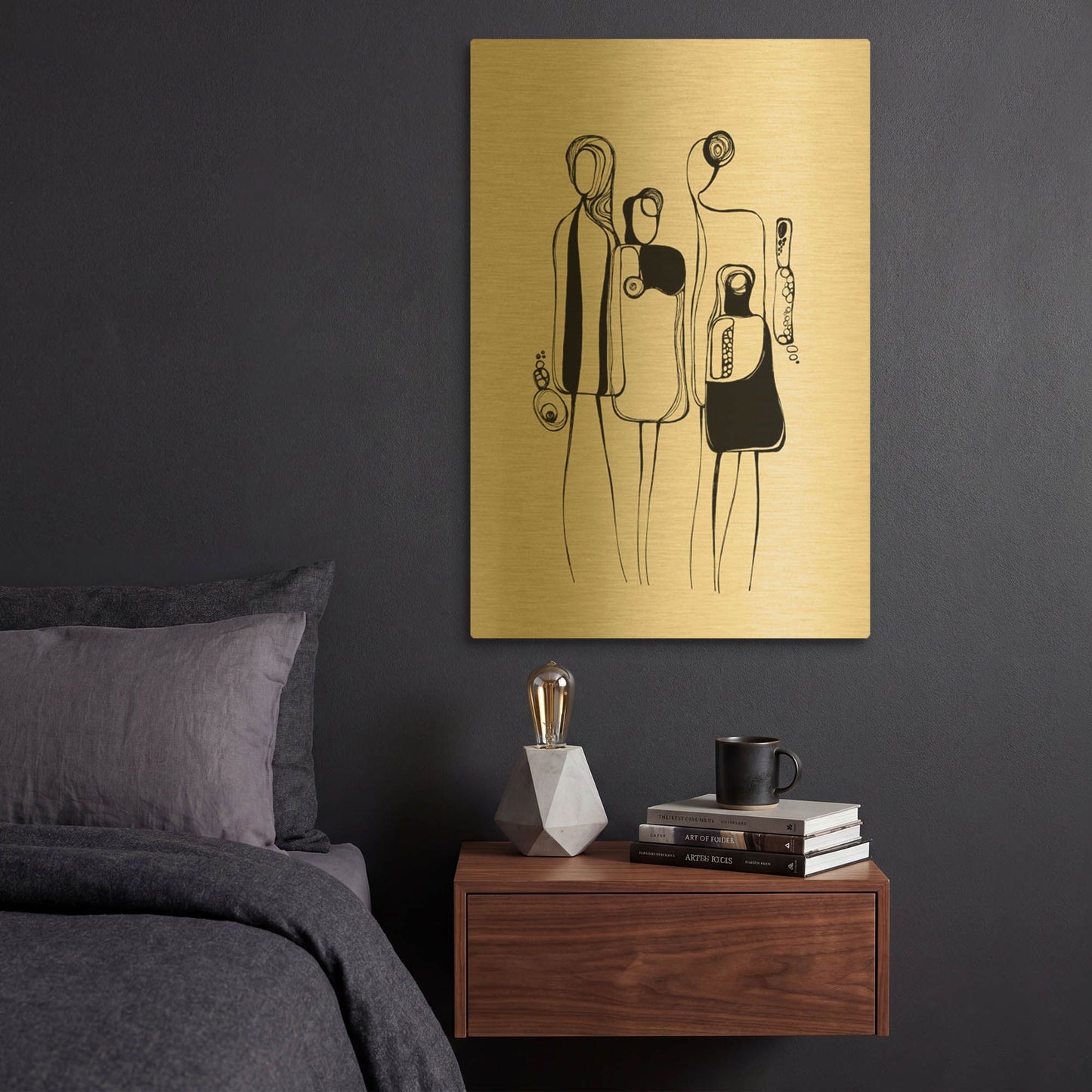 'Pod People Amis' By Ishita Banerjee Gold Metal Wall Art