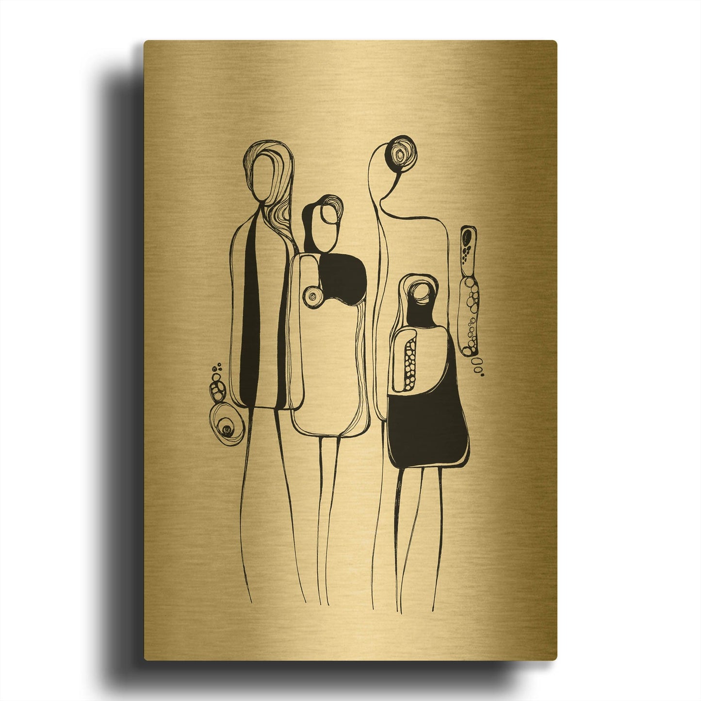 'Pod People Amis' By Ishita Banerjee Gold Metal Wall Art