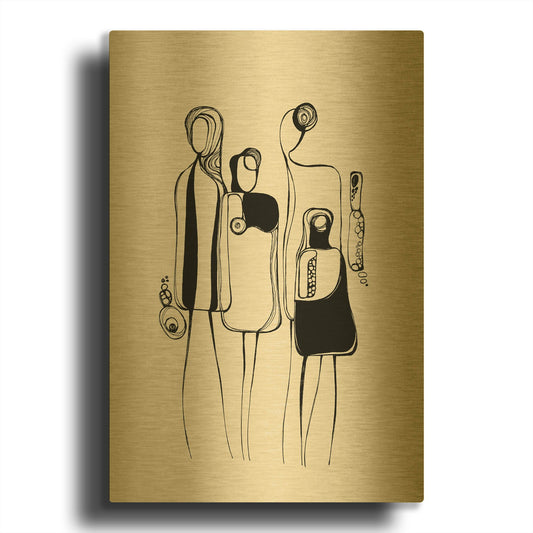'Pod People Amis' By Ishita Banerjee Gold Metal Wall Art