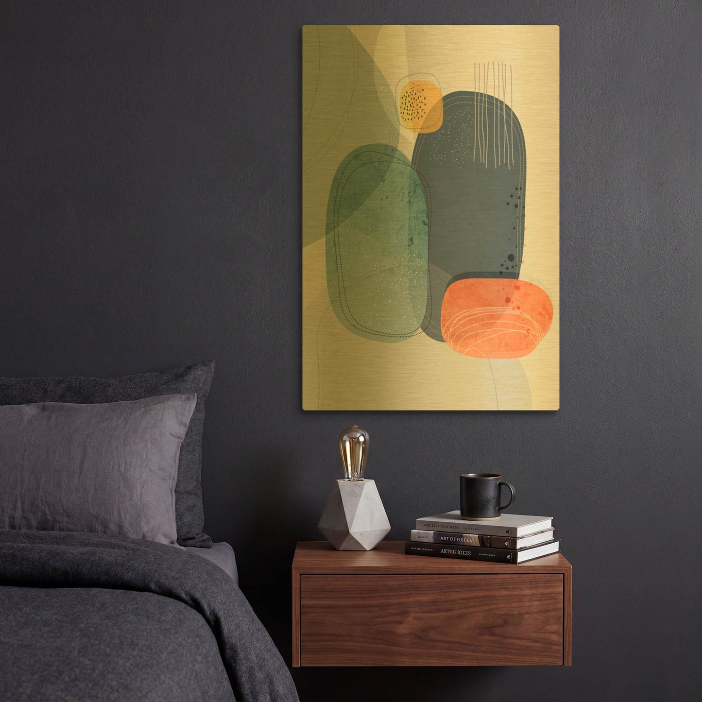 'Rock Faces' By Ishita Banerjee Gold Metal Wall Art