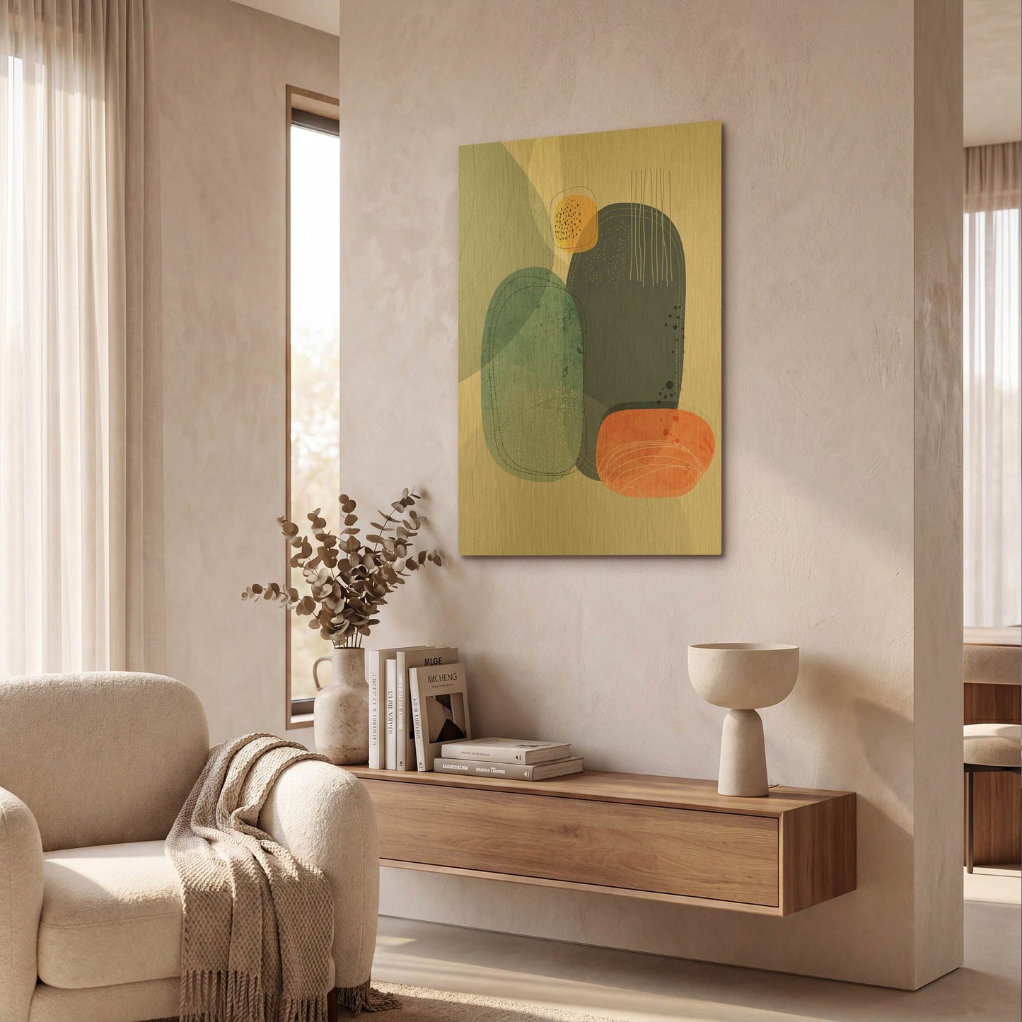 'Rock Faces' By Ishita Banerjee Gold Metal Wall Art