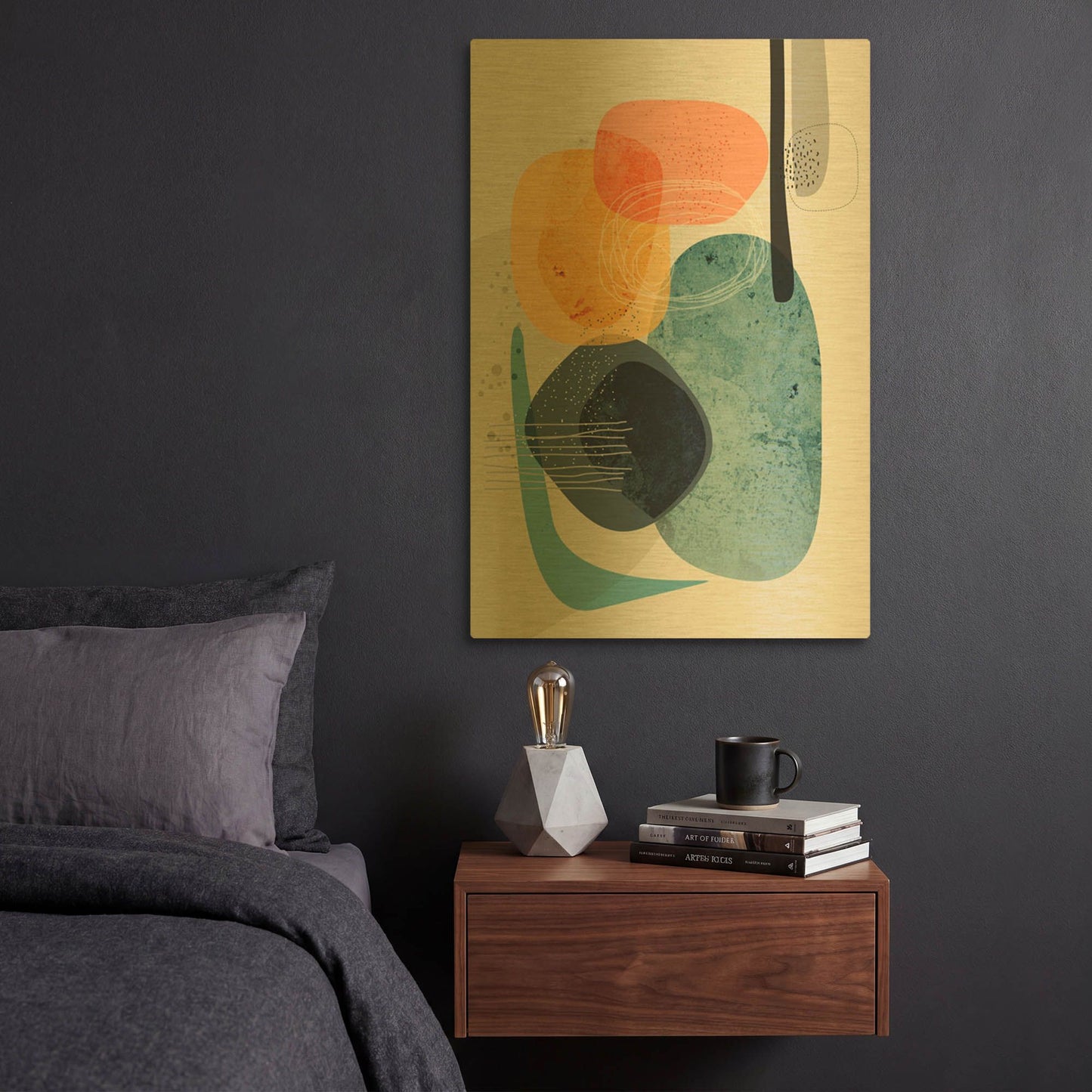 'Rocks Duo 2' By Ishita Banerjee Gold Metal Wall Art