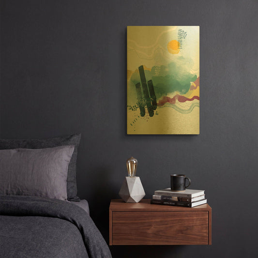 'Seafoam' By Ishita Banerjee Gold Metal Wall Art