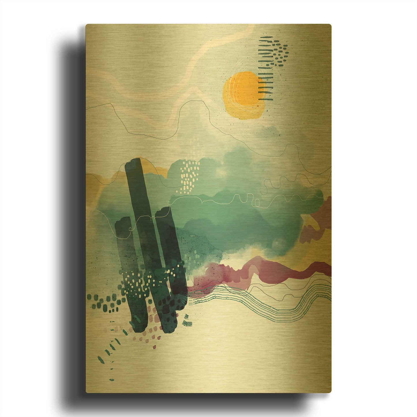'Seafoam' By Ishita Banerjee Gold Metal Wall Art