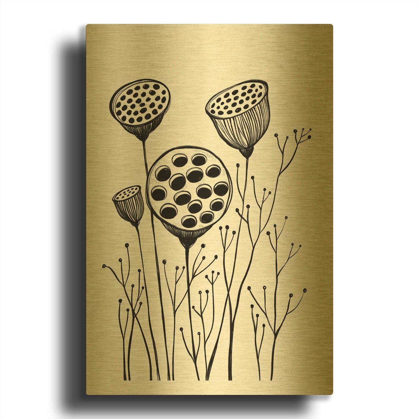 'Stem' By Ishita Banerjee Gold Metal Wall Art