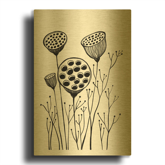 'Stem' By Ishita Banerjee Gold Metal Wall Art