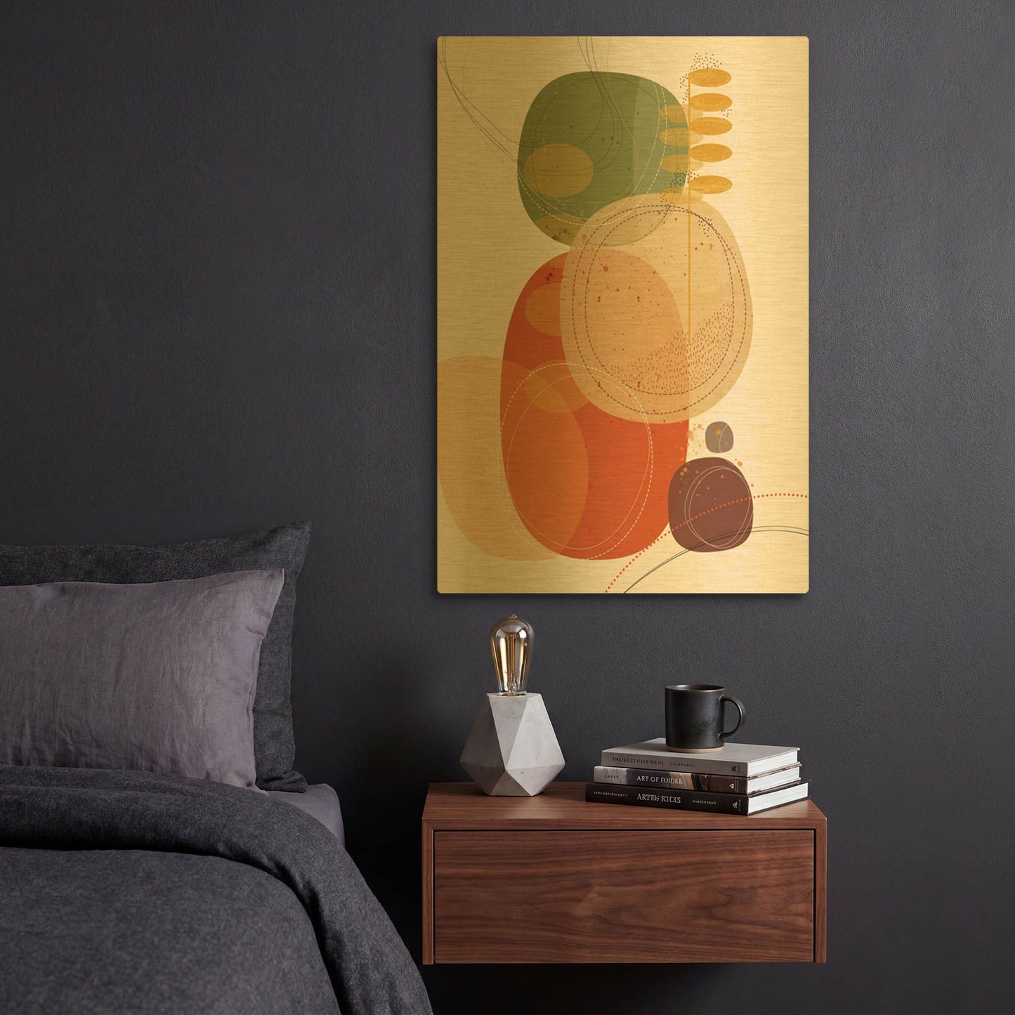 'Autumn Sunset' By Ishita Banerjee Gold Metal Wall Art