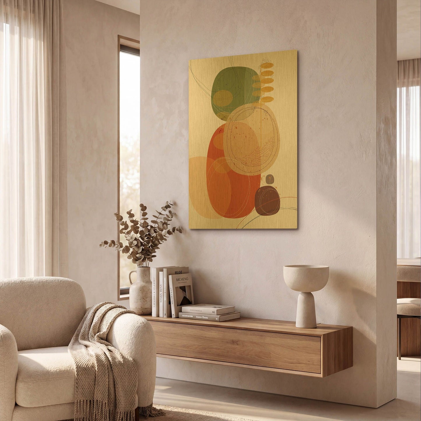 'Autumn Sunset' By Ishita Banerjee Gold Metal Wall Art