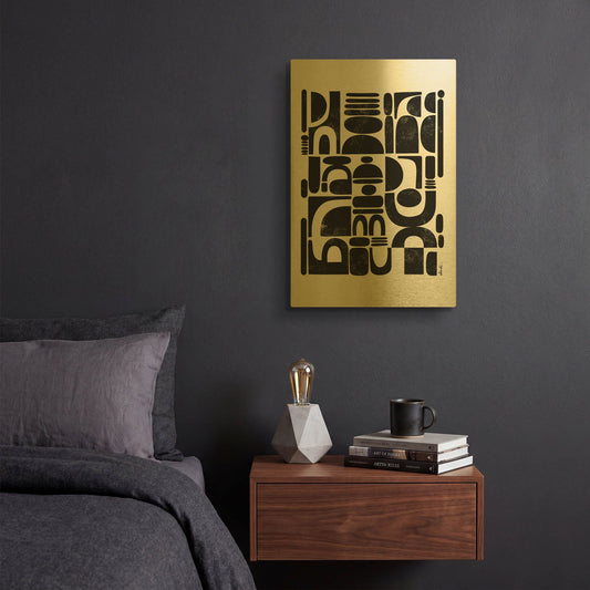 'Fragmented' By Ishita Banerjee Gold Metal Wall Art