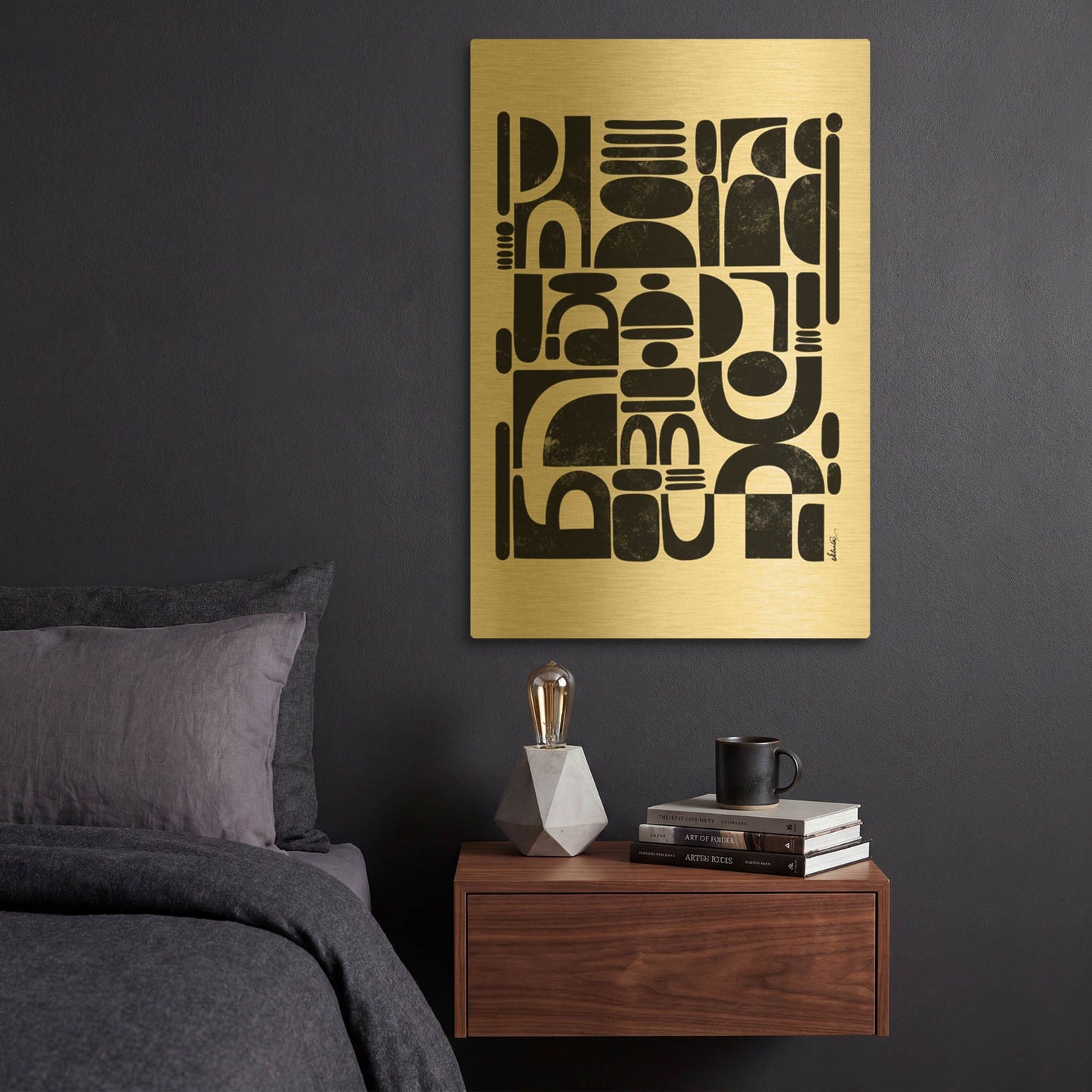'Fragmented' By Ishita Banerjee Gold Metal Wall Art