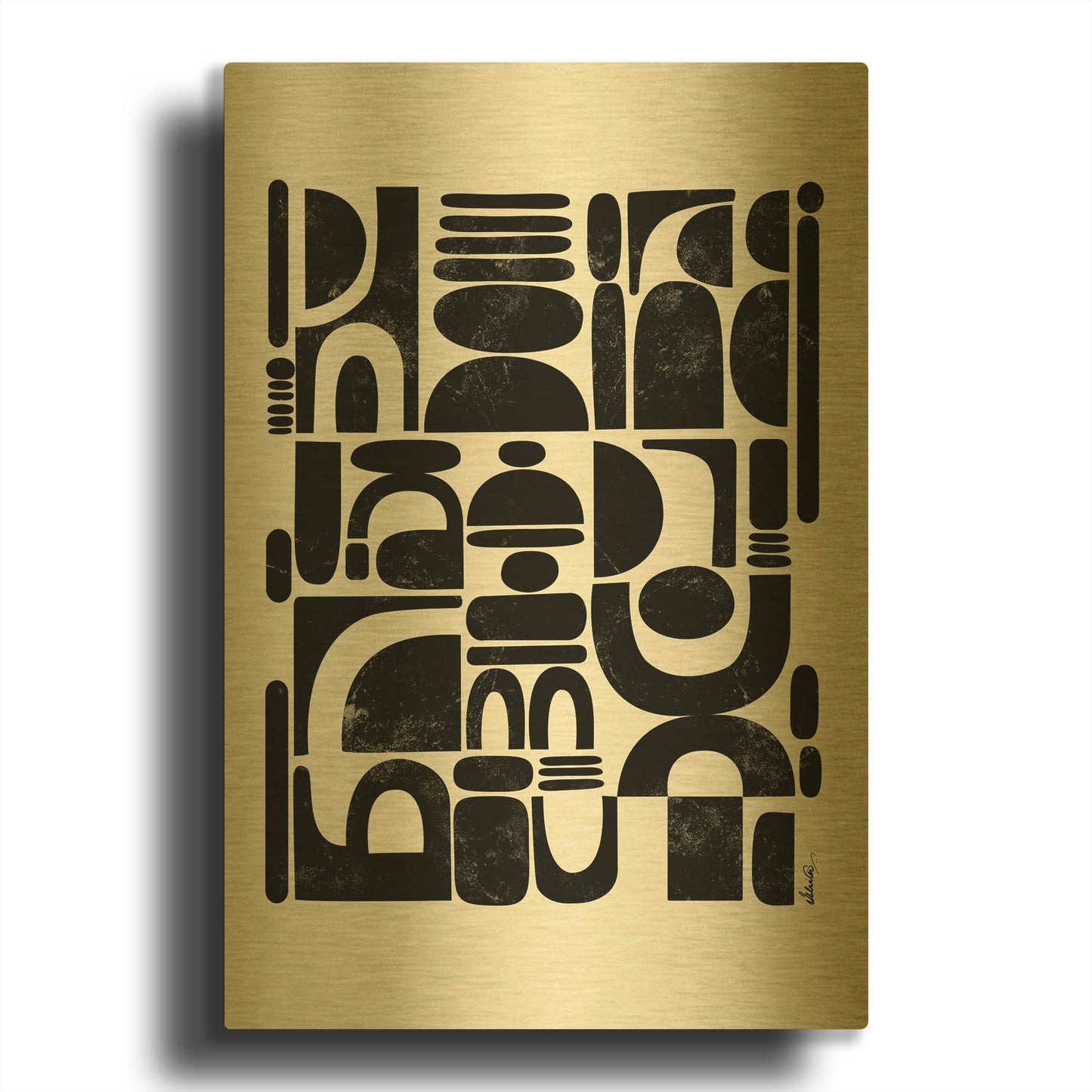 'Fragmented' By Ishita Banerjee Gold Metal Wall Art