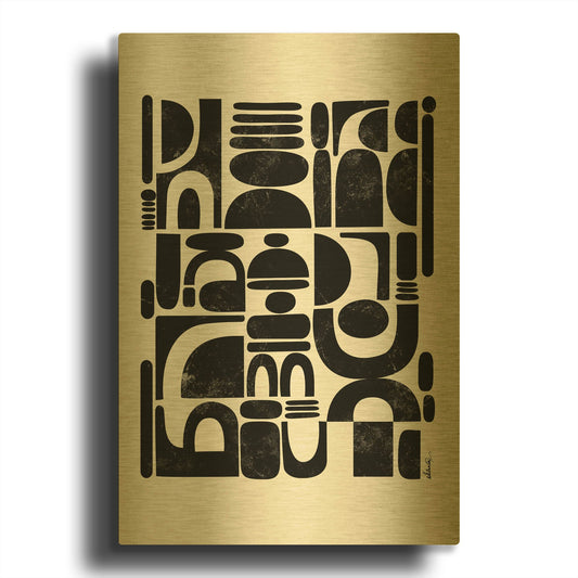 'Fragmented' By Ishita Banerjee Gold Metal Wall Art