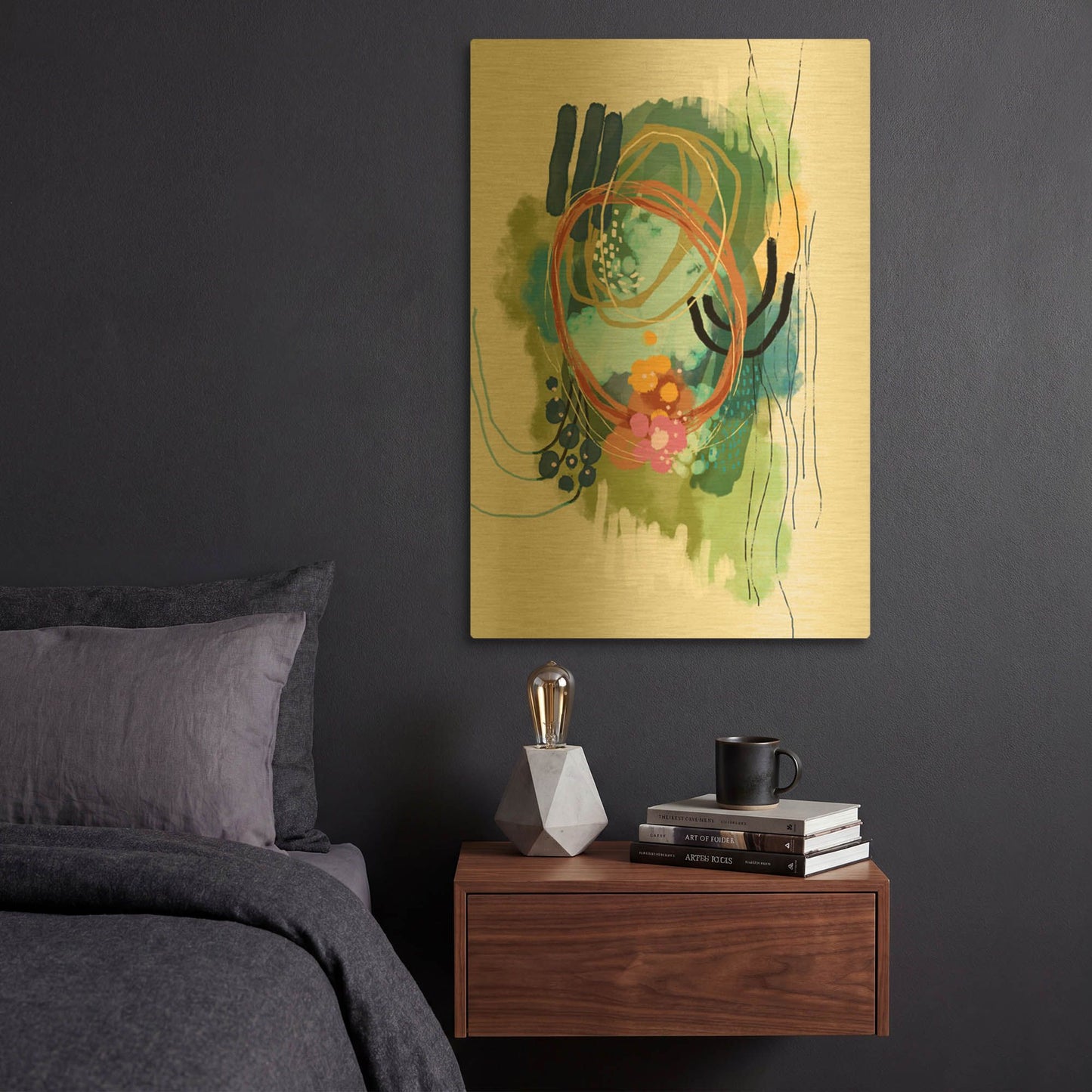 'Lilies On The Lake' By Ishita Banerjee Gold Metal Wall Art