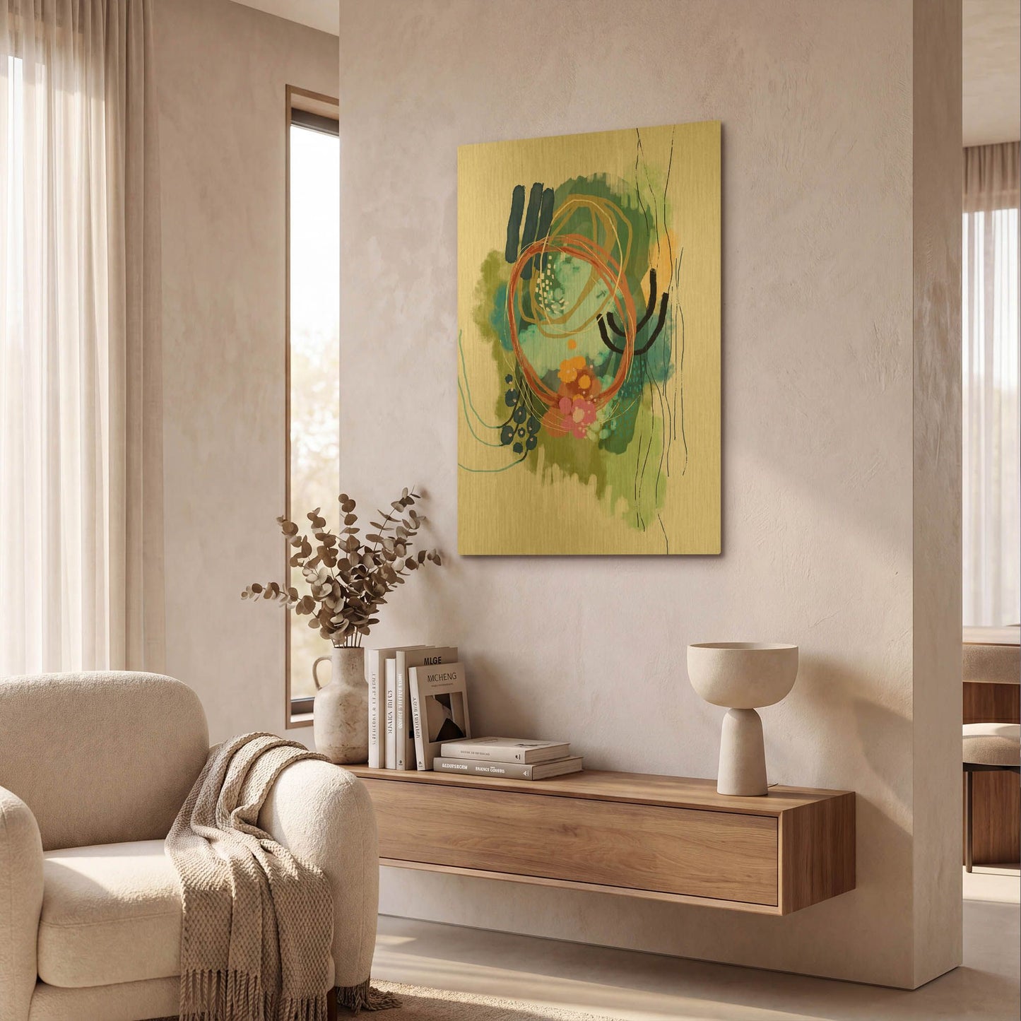 'Lilies On The Lake' By Ishita Banerjee Gold Metal Wall Art