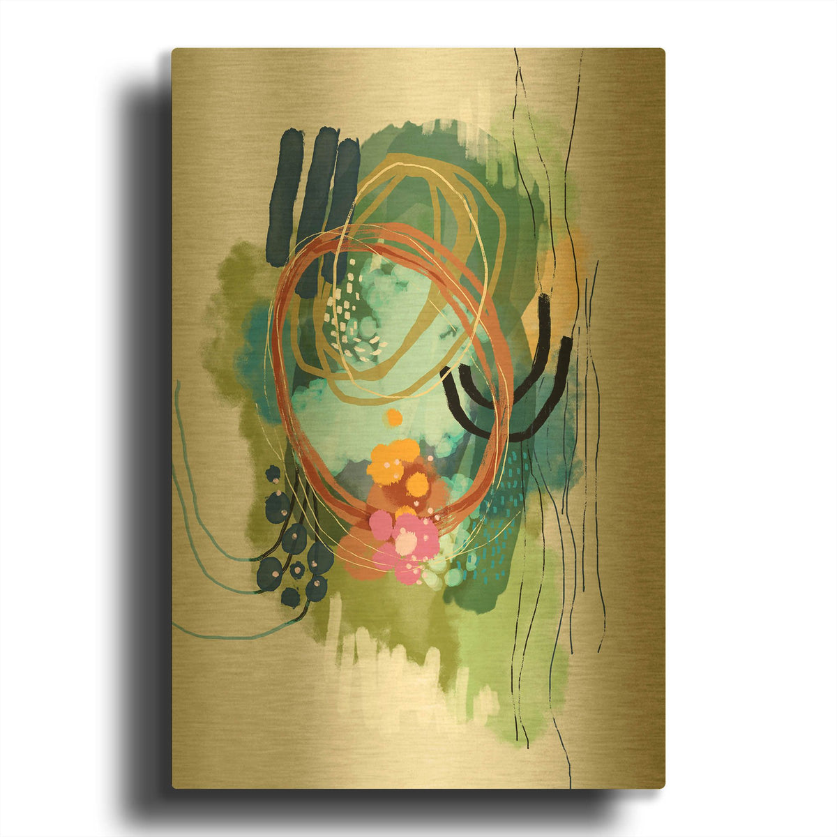 'Lilies On The Lake' By Ishita Banerjee Gold Metal Wall Art