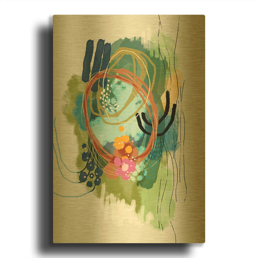 'Lilies On The Lake' By Ishita Banerjee Gold Metal Wall Art
