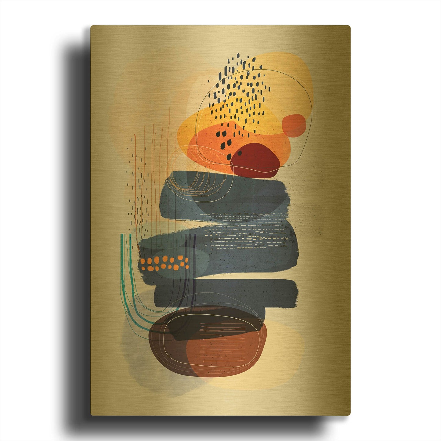 'Oceans Apart' By Ishita Banerjee Gold Metal Wall Art