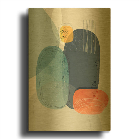 'Rocks Duo 01' By Ishita Banerjee Gold Metal Wall Art