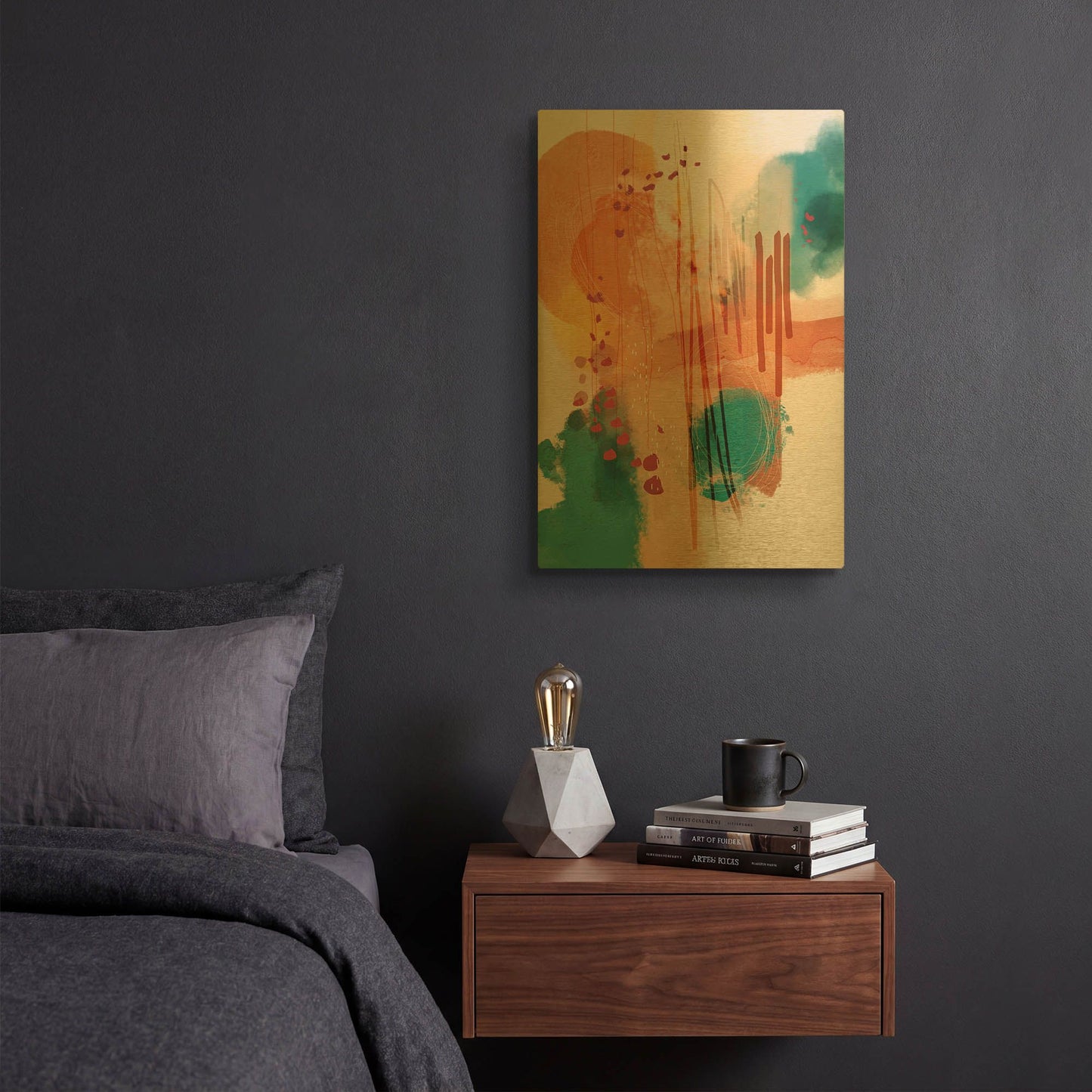 'Sunset Moon 01' By Ishita Banerjee Gold Metal Wall Art