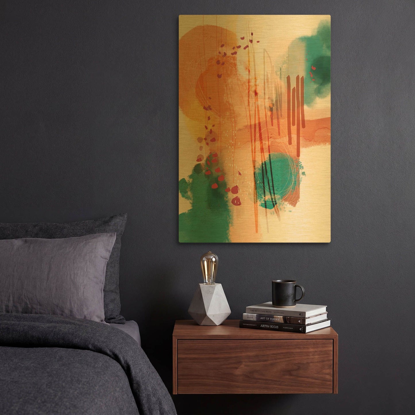 'Sunset Moon 01' By Ishita Banerjee Gold Metal Wall Art