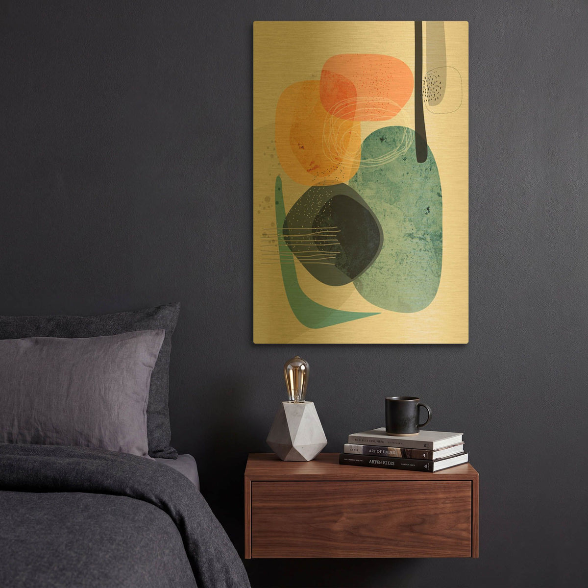 'Tangled Rocks' By Ishita Banerjee Gold Metal Wall Art