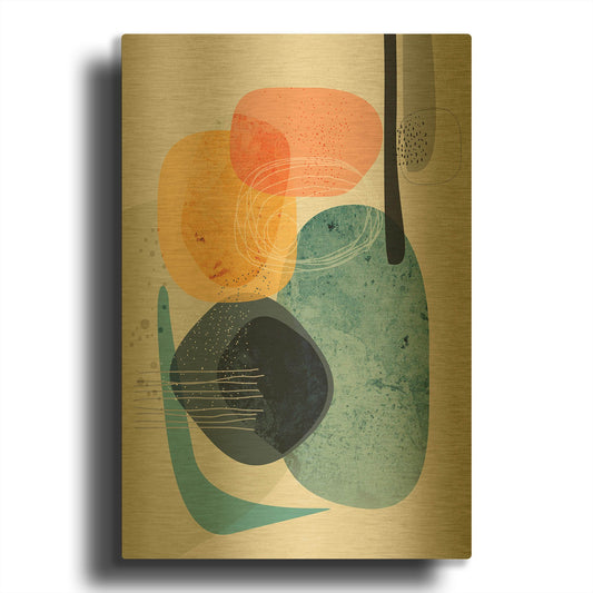 'Tangled Rocks' By Ishita Banerjee Gold Metal Wall Art