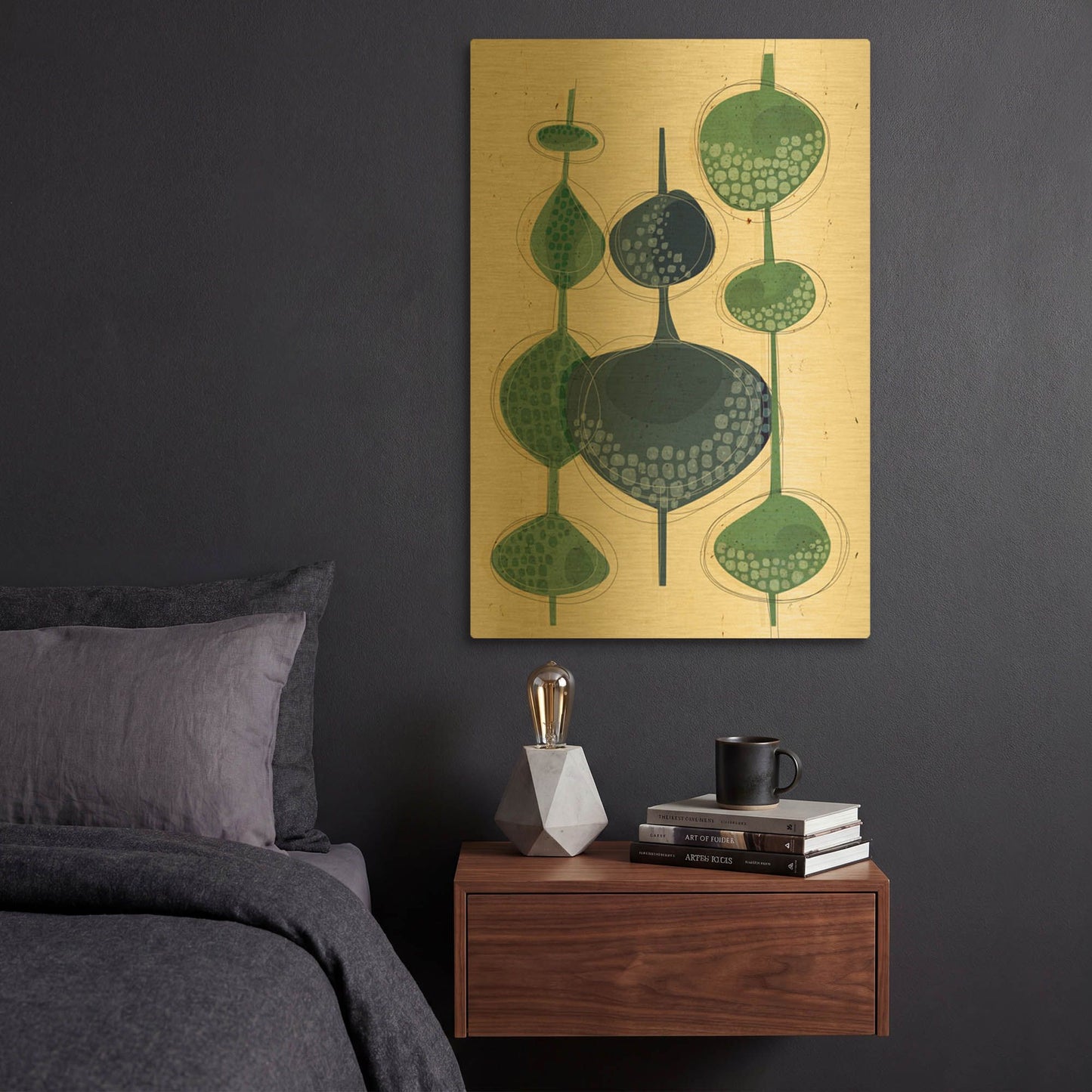 'Towering Trees' By Ishita Banerjee Gold Metal Wall Art