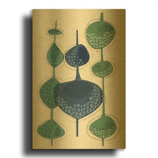 'Towering Trees' By Ishita Banerjee Gold Metal Wall Art