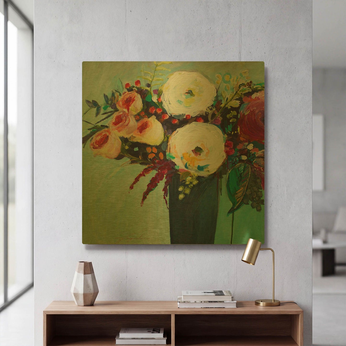 'Ode to Summer 9' By Jacqueline Brewer Gold Metal Wall Art